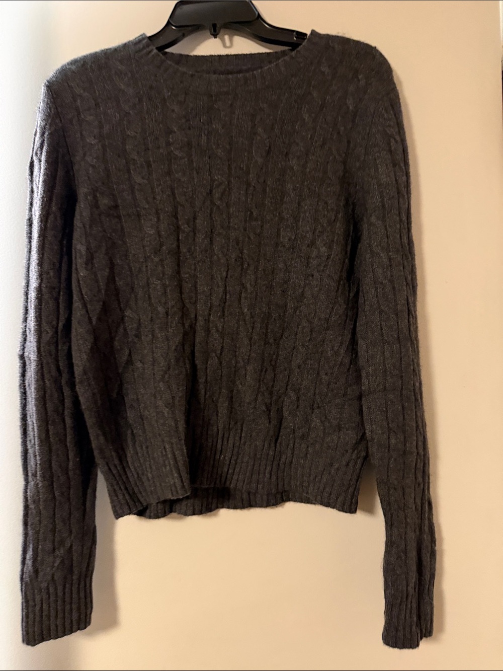 Gray 100% cashmere Cable Knit Women's Sweater